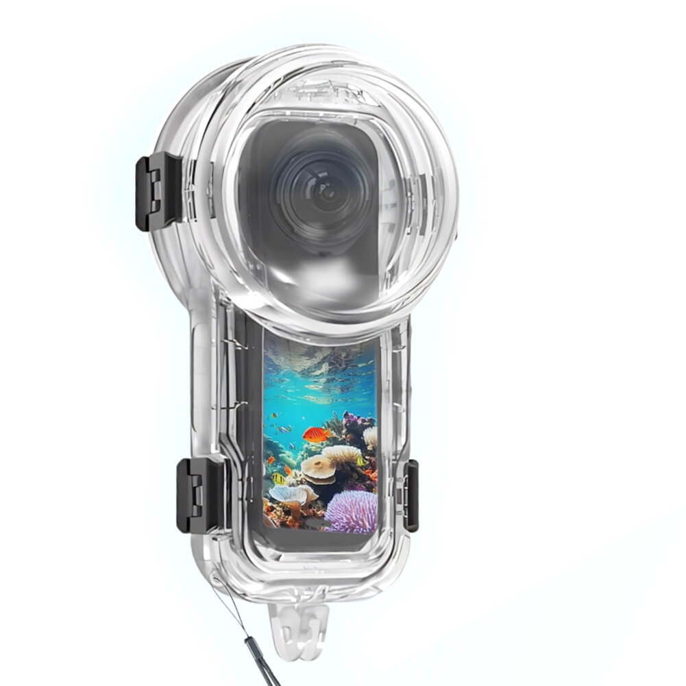 Insta 360 X5 camera in a diving case