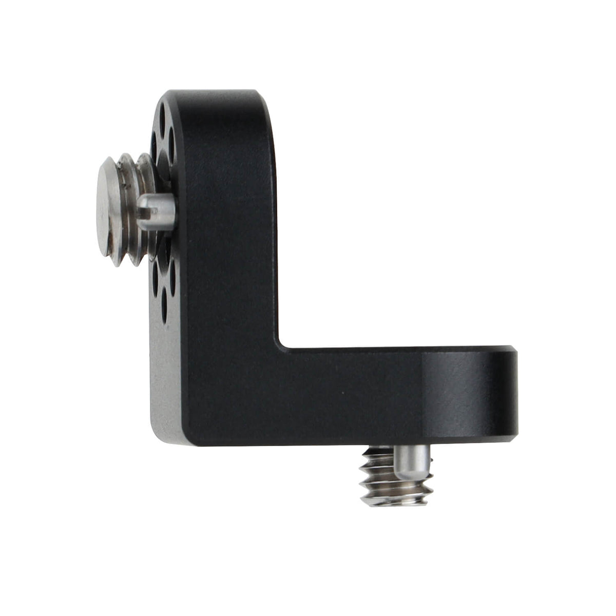 90-degree aluminum camera cage extension mount with 1/4 and 3/8 screws