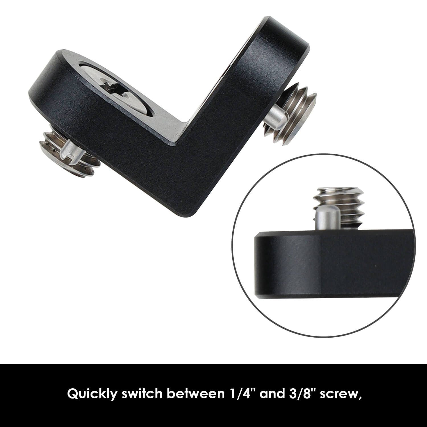 Camera rig extension adapter with universal 1/4” and 3/8” threaded connections