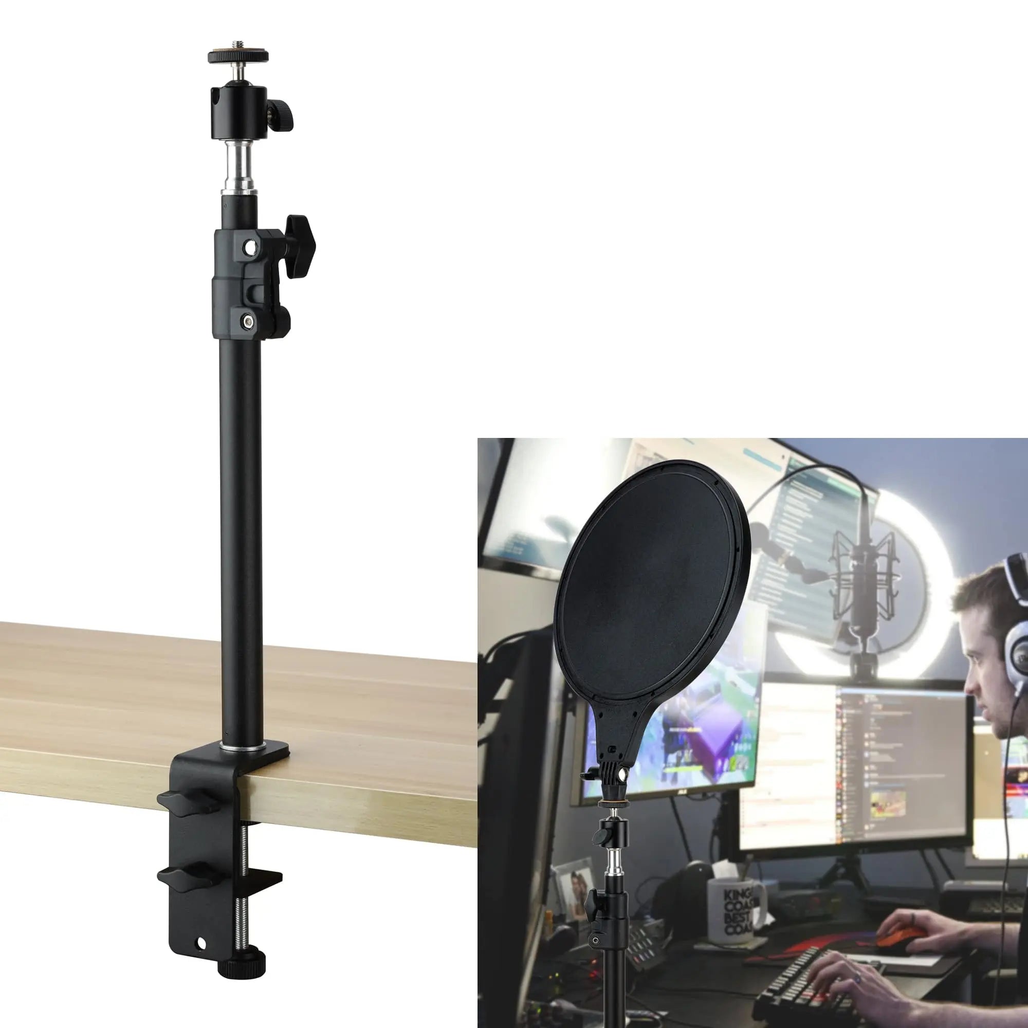 Adjustable Desktop Camera Mount with Ball Head – 32–52cm Height, Clamp ...