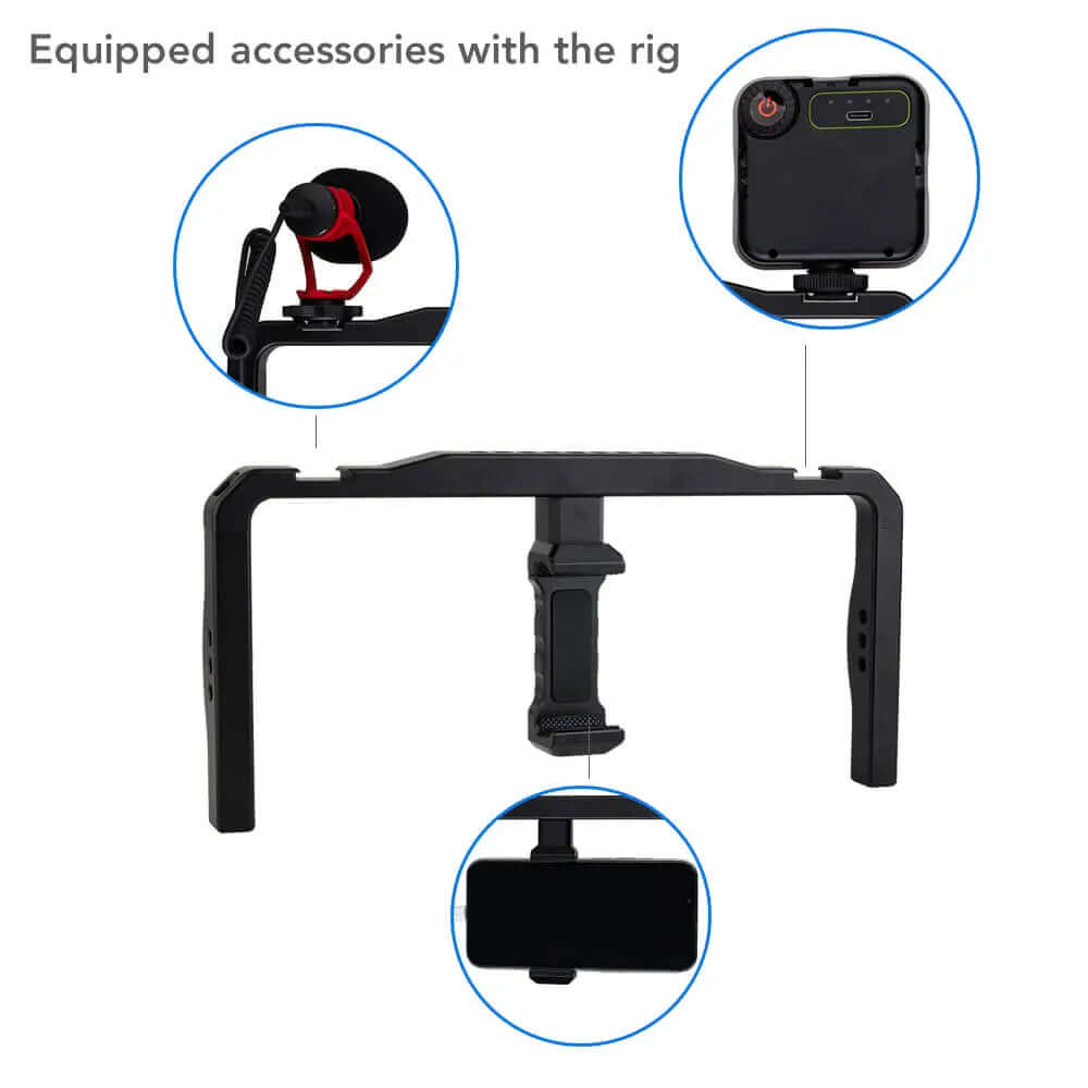 Pivot Point Phone Rig POWRIG SR-26 Smartphone Video Rig | Aluminum Phone Cage, 3 Cold Shoes ...
